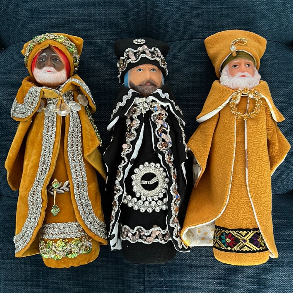 Vintage hand made set of The Three Wisemen, ONE OF A KIND⭐️, jeweled/sequins